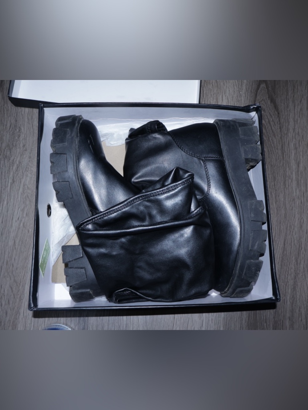 AZALEA WANG LATE NIGHTS OVER THE KNEE FLATFORM BOOT WITH 4 WAY STRETCH IN BLACK - Picture 3 of 11